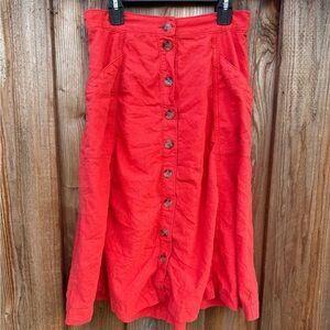 Maeve Red Button-Front A-Line Skirt